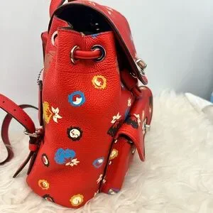Coach Carmine Mini Rucksack in Wild Prairie Red COACH F37738 - MINI TURNLOCK RUCKSACK IN FLORAL PRINT  main image 3